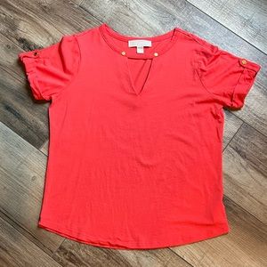 MICHAEL Michael Kors Coral Orange Short Sleeve Shirt